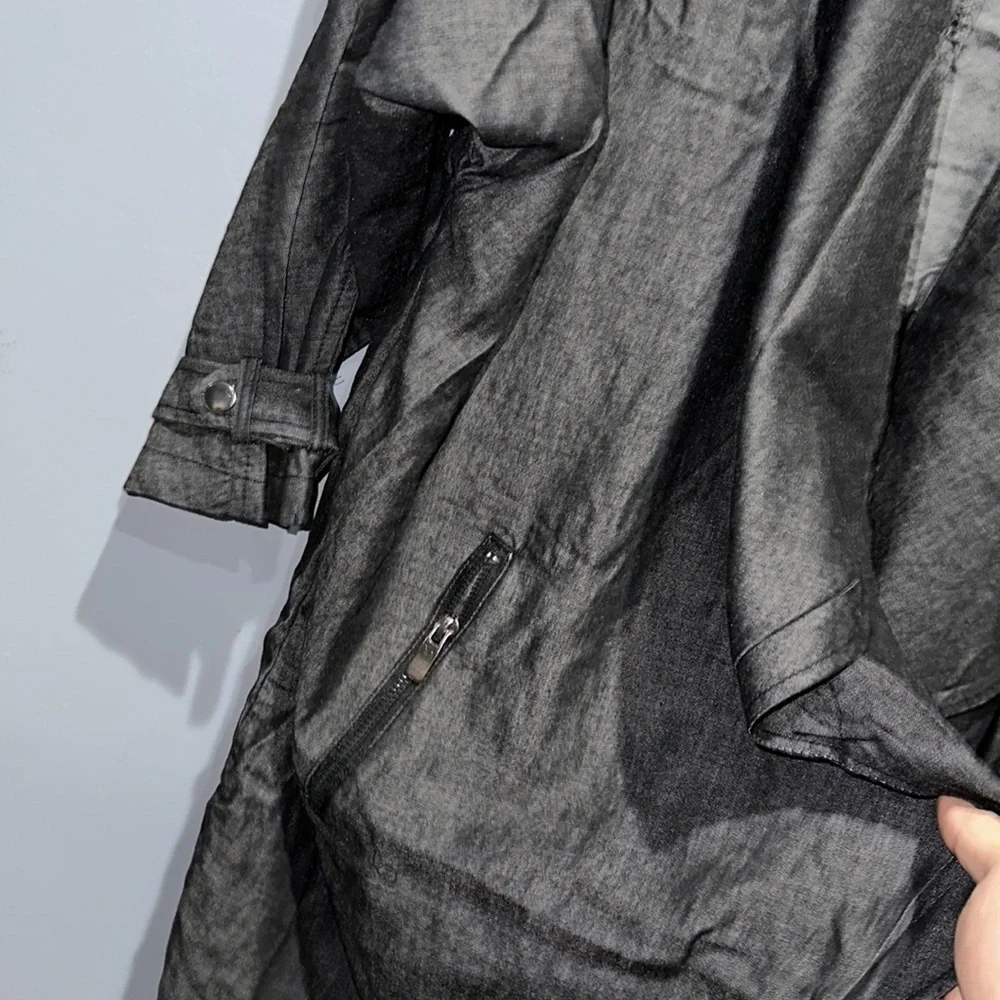New 🌟 Chambray Dark Wash Open Cinched Waist Kimono Jacket - Picture 2 of 5